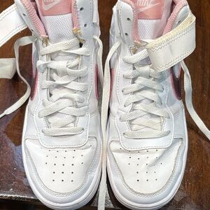 Nike White and Pink High-Tops Size 6Y Worn Two Times
